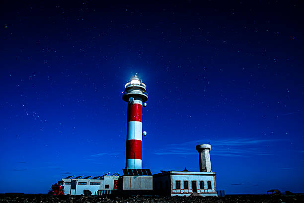 istock Illuminated lighthouse at the coast in the dark 2234255748