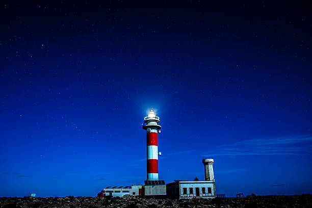 istock Illuminated lighthouse at the coast in the dark 2234255758