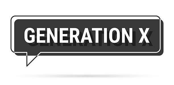 Generation X - 3D black speech bubble on white background Generation X. Speech bubble, banner, label for your own design, isolated on a blank background. Speech bubble is black with white text and black and white frame. Trendy banner with realistic 3D effect on text. Vector Illustration (EPS file, well layered and grouped). Easy to edit, manipulate, resize or colorize. Vector and Jpeg file of different sizes. gen-x-icon stock illustrations