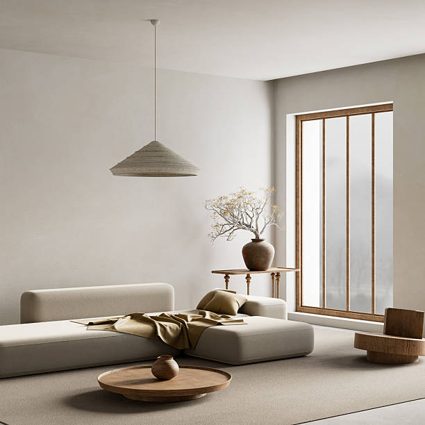 istock Serene Japandi living room interior design. 3D illustration 2234258616