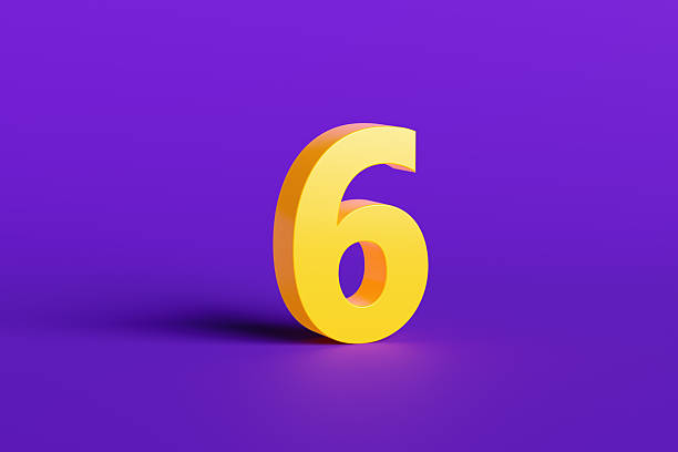 istock Large Yellow Number Six on Purple Background Casting Shadow 2234261364