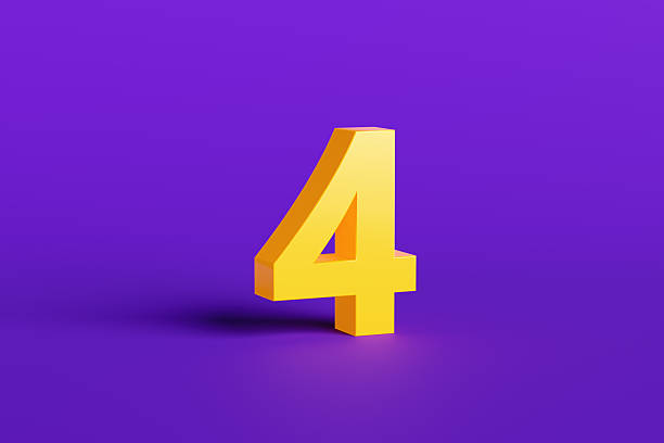 istock Big Yellow Number Four Standing on Purple Background 2234261370