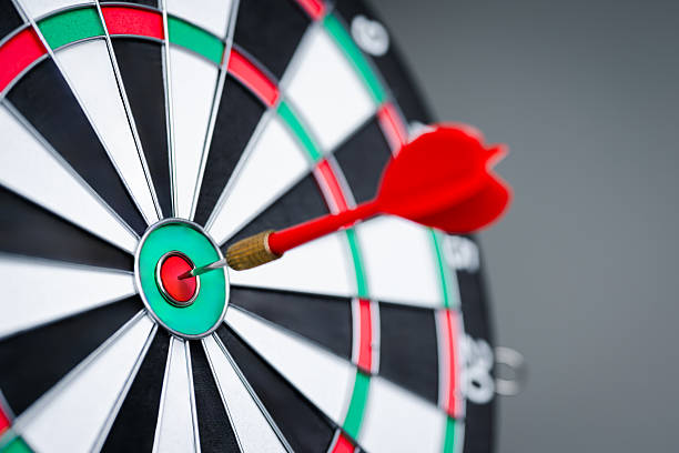 istock Target success concept. Bullseye objective dart board. Targeting audience market strategy. Focus aim goal. Vision mission. 2234262305