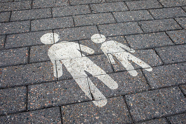 Symbols painted to indicate a pedestrian zone in Helsinki