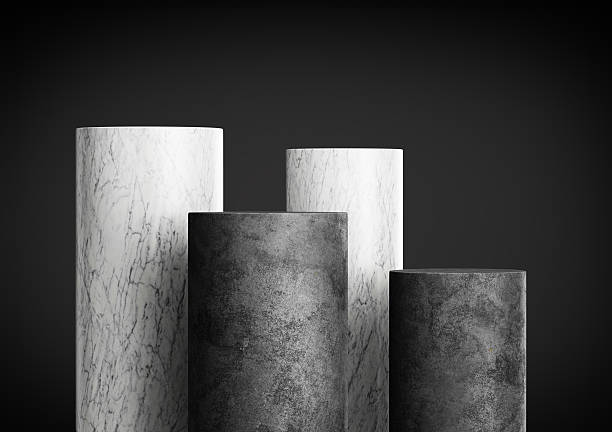 istock Four Cylindrical Concrete Podiums With Marble Texture Ideal For Product Showcase 3d Illustration 2234264669