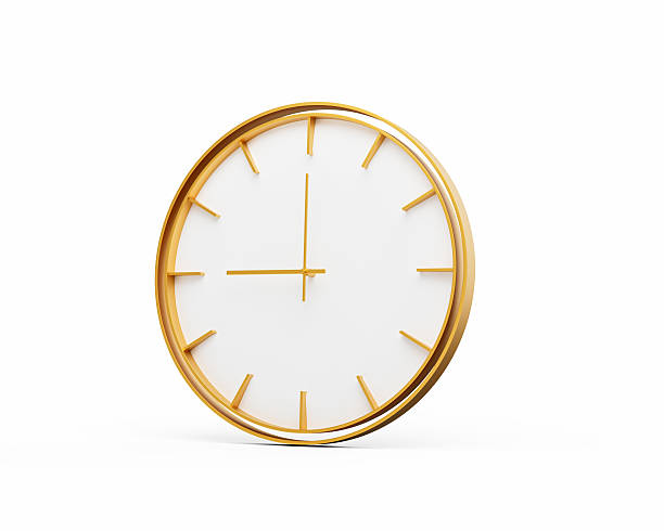 istock Minimalistic Golden Frame Wall Clock 09:00 Nine O'Clock 9:00 For Modern Interiors 3D Illustration 2234264758
