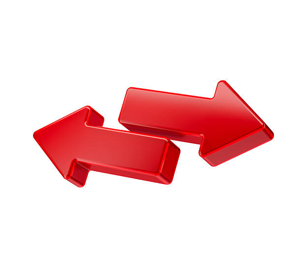 istock 3D Two Red bidirectional arrows symbolizing exchange and transfer. 3d illustration 2234264869