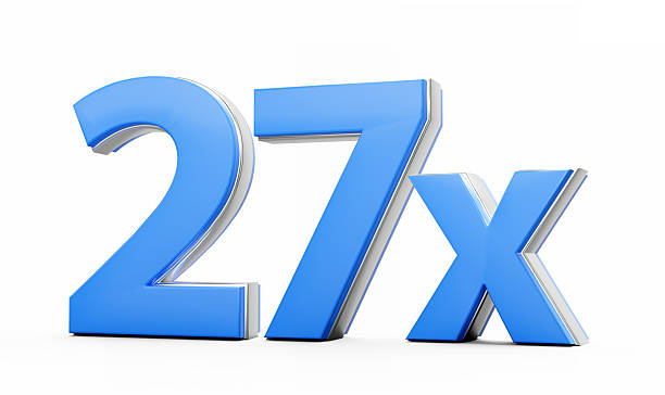 istock Blue 27x Twenty Seven x Or 27 Times For Advertising And Dynamic Sales Presentations 3D Illustration 2234265349
