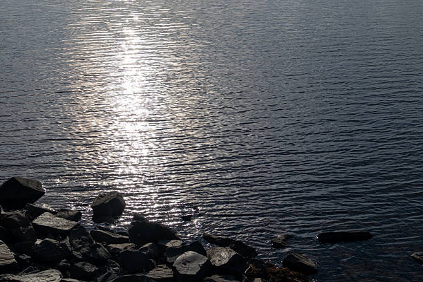 Breakwater made of stones along the seashore