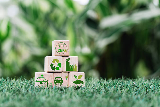 istock net zero icon on top pyramid shape, nature background for CSR, eco green sustainable living, zero waste, plastic free, earth day, world environment day, responsible consumption Social responsibility 2234273838