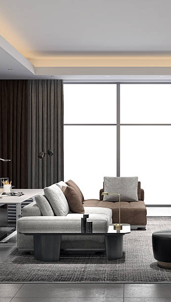 istock Large luxury modern bright interiors Living room mockup illustration 3D rendering image 2234299128