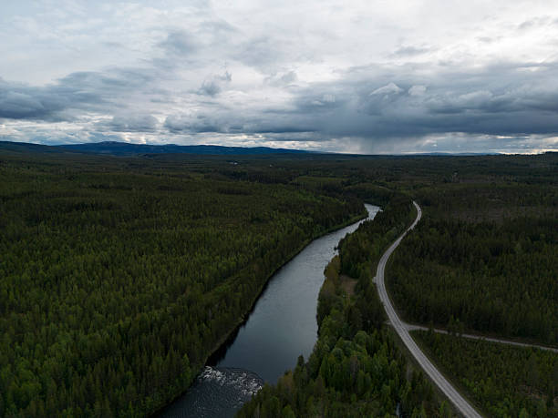 istock Sweden from above long road. near Stor-Hallen 2234299331