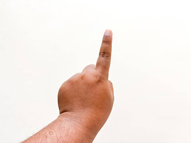 istock Hand gesture with index finger pointing upwards signifying guidance, direction or important information, studio shot on clean white background offers versatile visual communication tool 2234302800