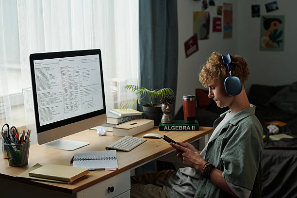Ignoring Behind Computer Screen 2,200+ Boy Working On Pc Stock Photos, Pictures & Royalty-Free Images ...