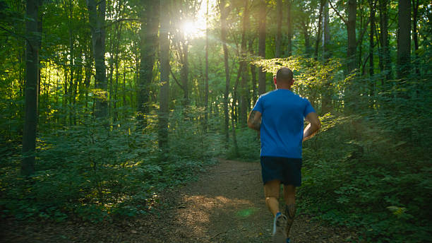 istock Man Running in the Forest at Sunset 2234303944