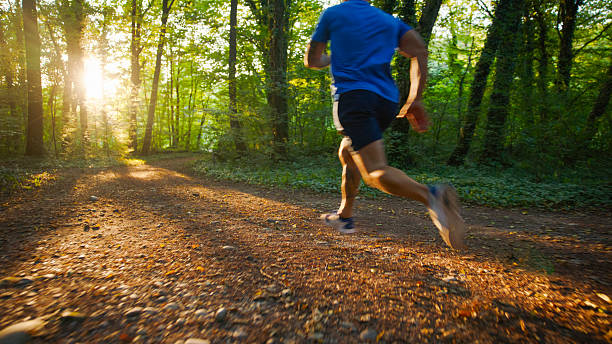 istock Man Running in the Forest at Sunset 2234304119