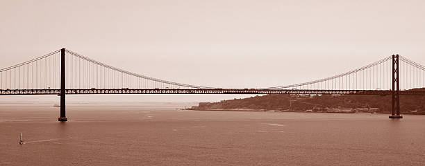 The 25 de Abril Bridge crosses the Tagus River estuary, connecting Lisbon with the city of Almada lisbon portugal