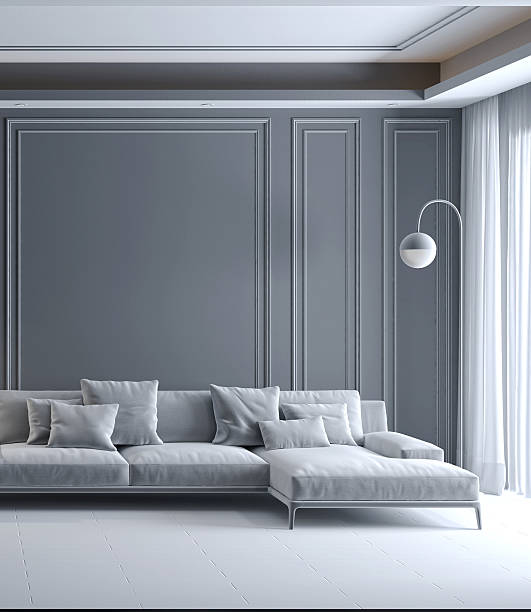 istock Large luxury modern bright interiors Living room mockup illustration 3D rendering image 2234305889