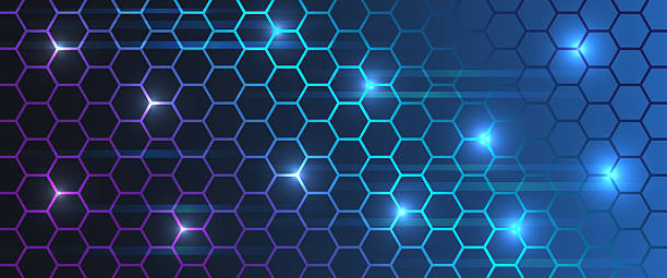 istock Futuristic hexagonal grid with glowing neon lights in blue and purple colors. Abstract digital background for technology, innovation, medicine and science concepts. 2234310138