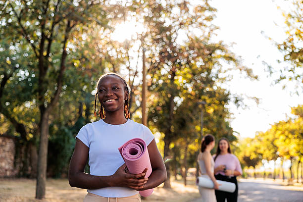 istock Young Black Woman with Exercise Mat 2234310901
