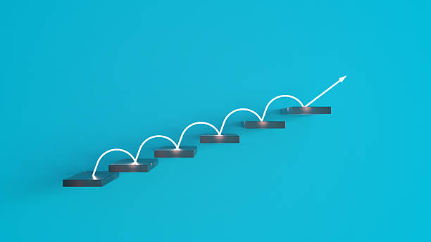 istock Arrow sign with stairs concept symbolizing growth, development, progress, and upward trend in graphs and charts. 2234313932