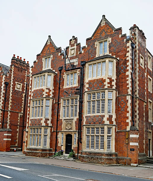 Eton, Berkshire, United Kingdom, August 16, 2025. Eton school or college buildings exterior (view of Durnford House). Elite private public school or academic institution. Overcast summer day outdoors.