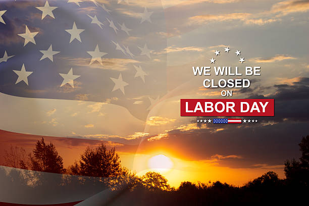 istock Labor Day Background. American flag against the sunset 2234337655