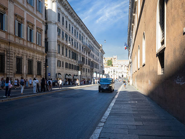 Rome, Italy - August 05 2025: Via del Plebiscito street. Rome is the capital city and most populated comune of Italy.