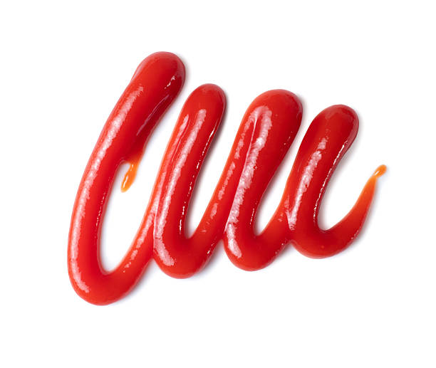 istock Drawn curved ketchup line close up isolated on white background 2234345179
