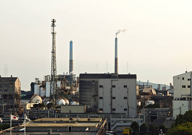 Factory in Shūnan, a city located in south-central Yamaguchi Prefecture, bordered by the Seto Inland Sea to the south. The coastal area is part of the Seto Industrial Complex, with many chemical plants, refineries and heavy industry.