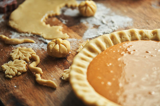 Preparing Pumpkin Pie for the Holidays in Domestic Kitchen