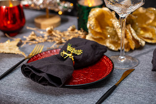 istock Christmas dinner concept. Cutlery and christmas ornament on the table 2234358751