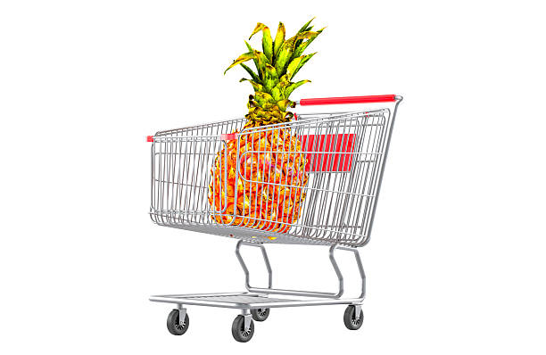 istock Shopping cart with pineapple. 3D rendering 2234362187