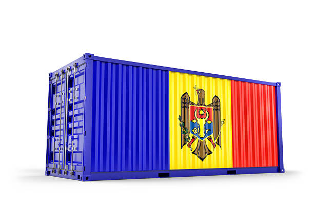 istock Moldovan flag on freight container representing international trade and shipping. 3D Rendering 2234365569