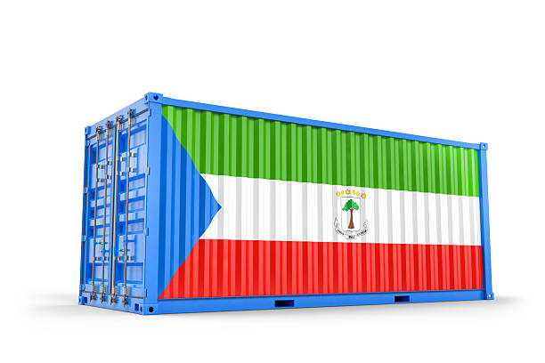 istock Equatorial Guinea flag painted on cargo container representing international trade and transportation. 3D Rendering 2234365570