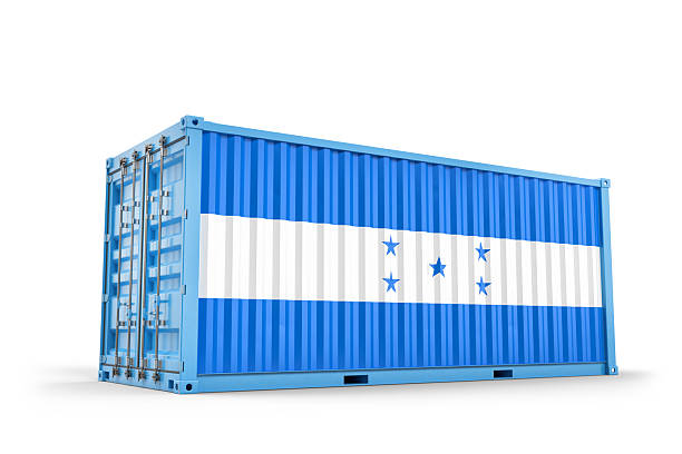 istock Honduran flag painted on cargo container representing international trade and commerce. 3D Rendering 2234365623