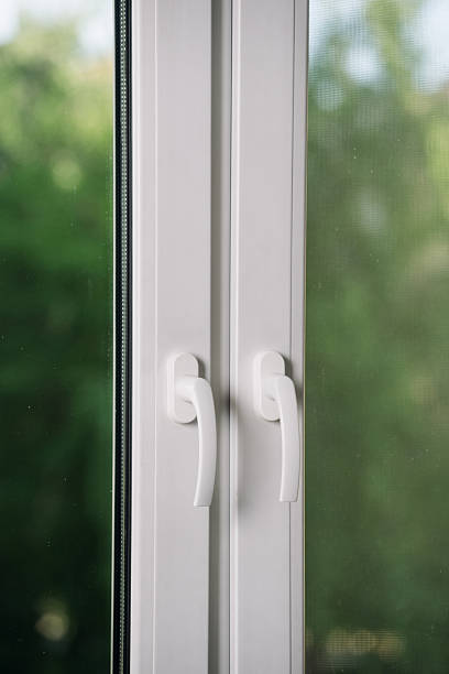 istock Modern pvc window frame with clear glass in residential apartment setting 2234376070
