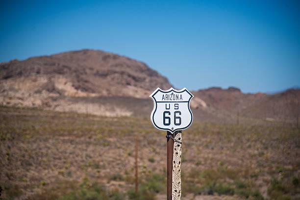 istock Historic Route 66 sign with mountains in the back 2234382587