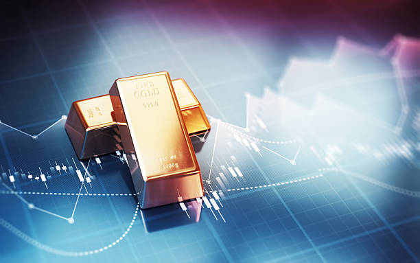 istock Realistic Gold Bars on Finance Graph Background, Depth Of Field 2234397502