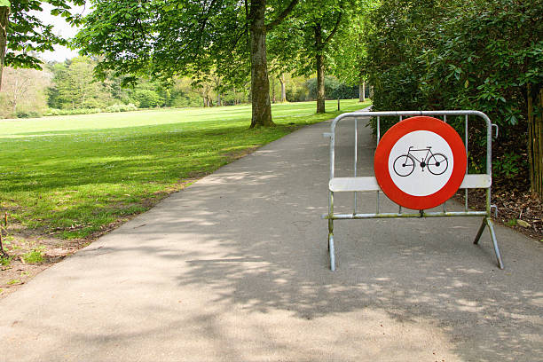 istock Temporary restriction on bicycles with a prohibition sign 2234399035