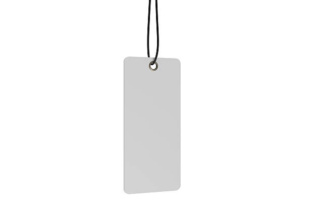 istock 3D mockup of blank rectangle hanging tags with strings, metal eyelets, isolated on background. Perfect for branding, label design, packaging, fashion, retail, shipping label, wedding tag, gift tag 2234402097