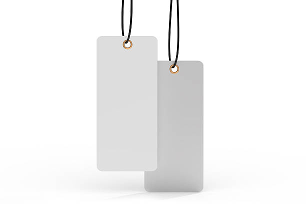 istock 3D mockup of blank rectangle hanging tags with strings, metal eyelets, isolated on background. Perfect for branding, label design, packaging, fashion, retail, shipping label, wedding tag, gift tag 2234402106