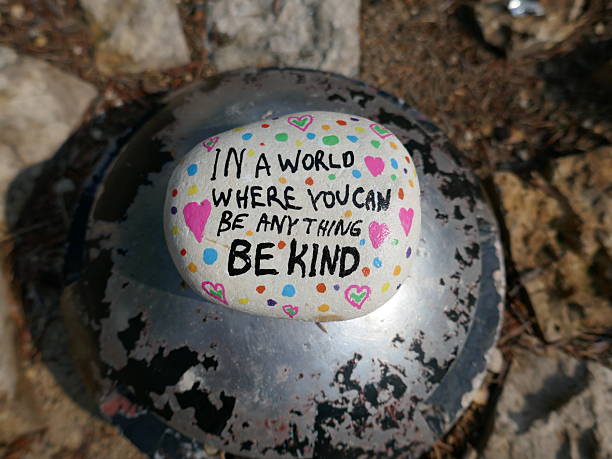 istock Be kind kindness rock on old circular metal dome 2234402359