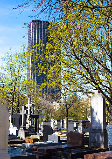 Paris, France: Tour Montparnasse Seen From Montparnasse Cemetery in the 14th arrondissement.