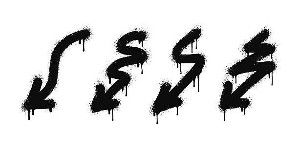 istock collection of Spray painted graffiti Arrow in black over white. arrow direction drip symbol. isolated on white background 2234408716