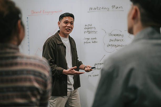istock Professional asian man explaining marketing plan to colleagues in office presentation 2234420005