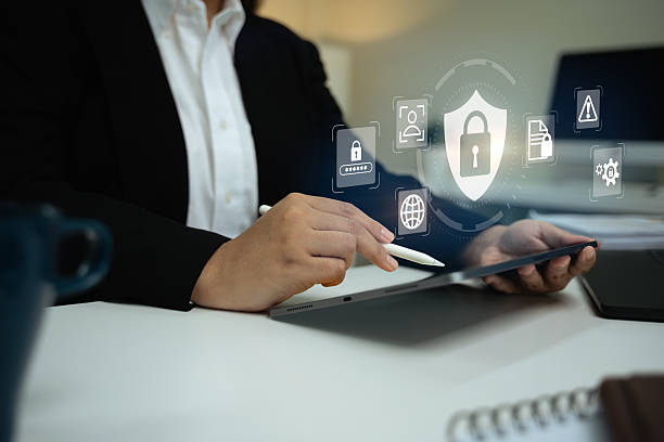 istock Cybersecurity technology concept showing secure login, password protection, and digital shield interface 2234422642
