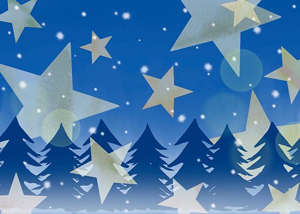 istock A fantastical Christmas night scene with stars falling over a fir tree forest. 2234426677