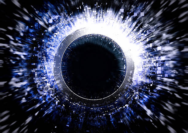 3d illustration of abstract blue light circle with explosion effect in science technology concept