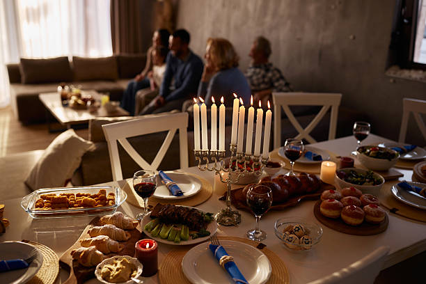 istock Traditional food on dining table for Hanukkah. 2234430353